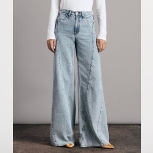 NEW Rag & Bone The Serena High Rise Splice Wide Leg Light Wash Jeans Oconee 32